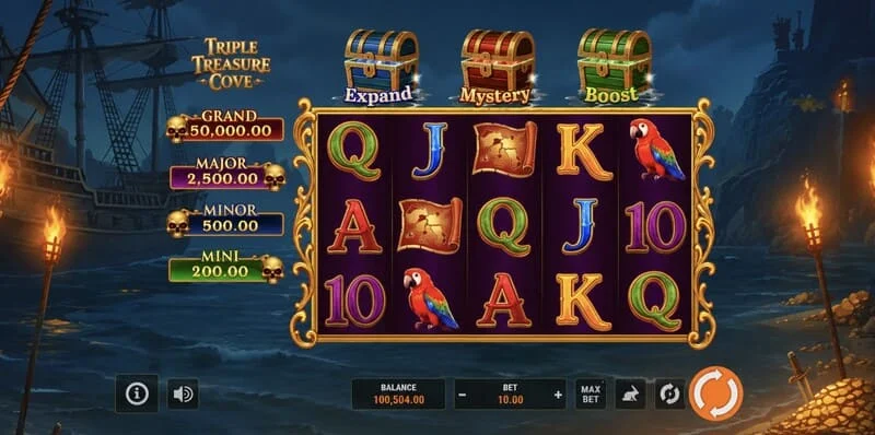 Triple Treasure Cove - putaran bonus Hold and Win dengan koin